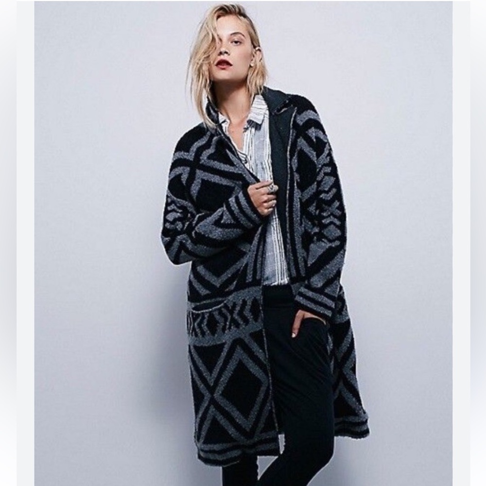 Free People Bold Geo Sweater Coat